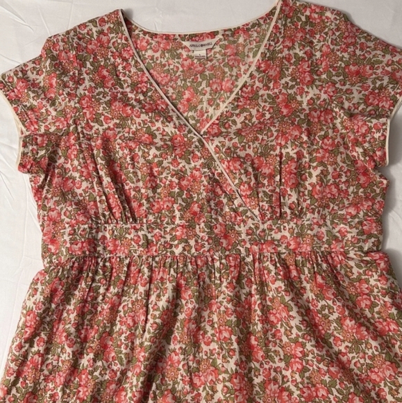 April Cornell Brooke Hostess Dress Pink Floral Short Sleeve Midi Maxi Dress - Picture 4 of 6